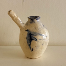 Blau-bemalte-Keramik-Tonfloete